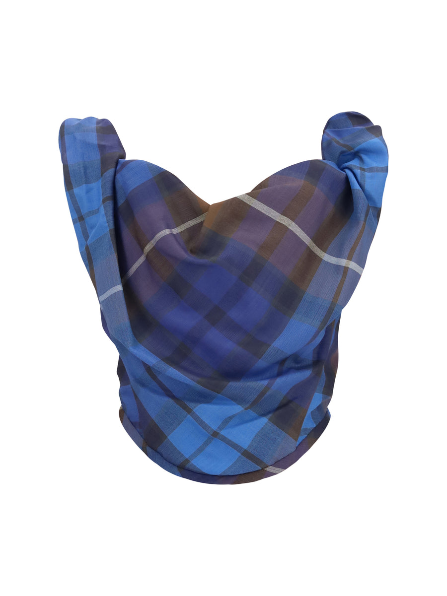 Sunday Checked Corset Blue/brown Polyester Top