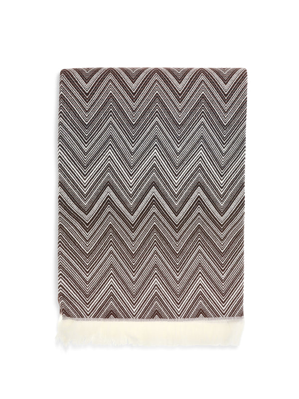 Timmy Fringed Plaid Brown/white Merino Wool Ovis Aries Extras