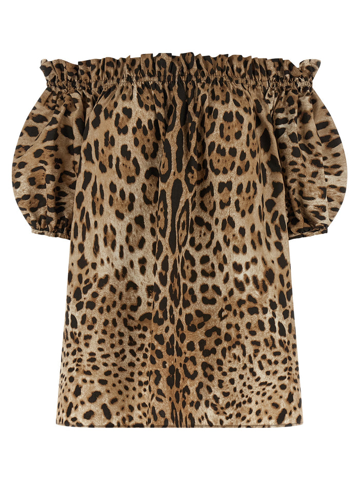 Animal print cotton top Brown Tops