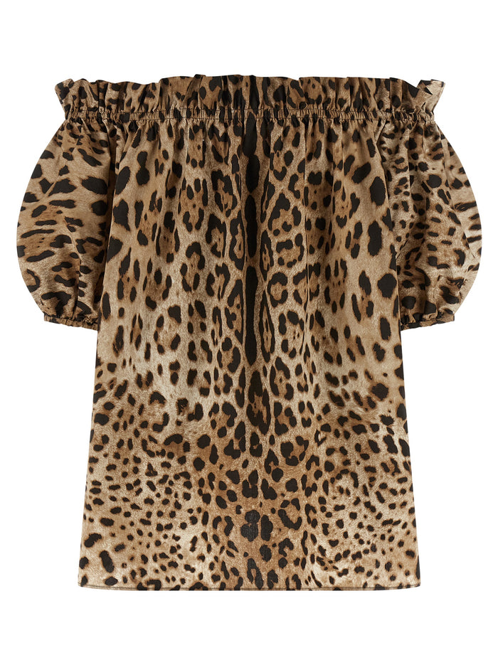 Animal print cotton top Brown Tops