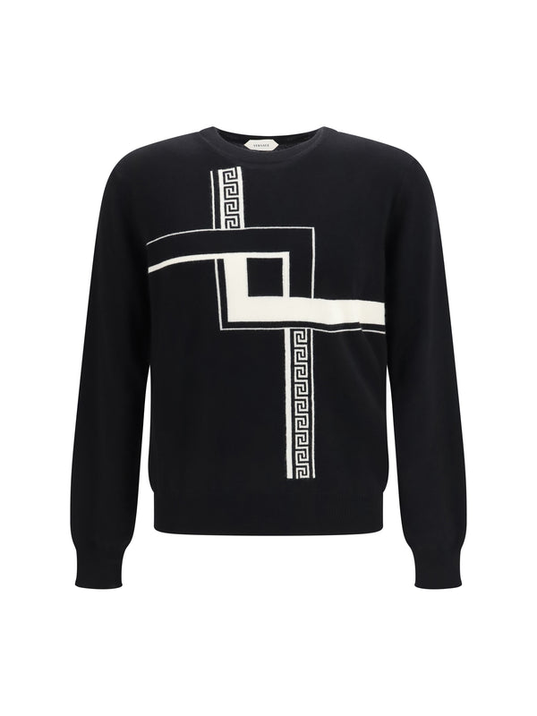 Greca Incrocio Sweater Black Kashmir/capra Hircus