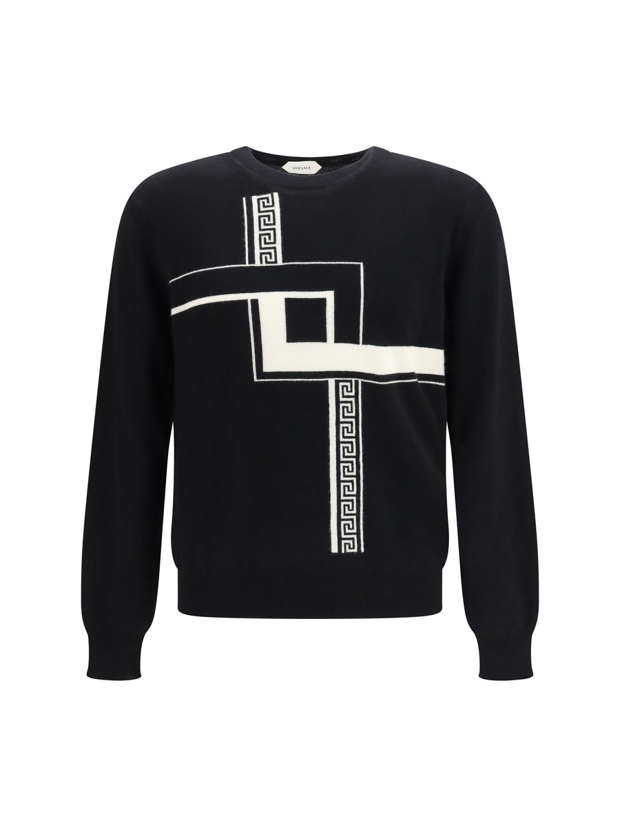 Greca Incrocio Sweater Black Kashmir/capra Hircus