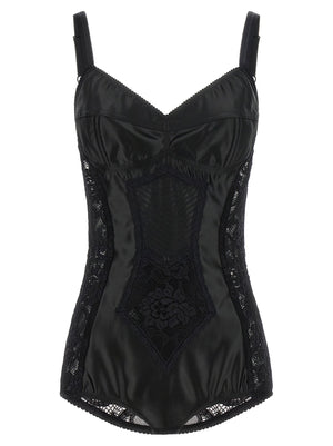 Dolce & Gabbana Satin And Lace Corsetry Bodysuit