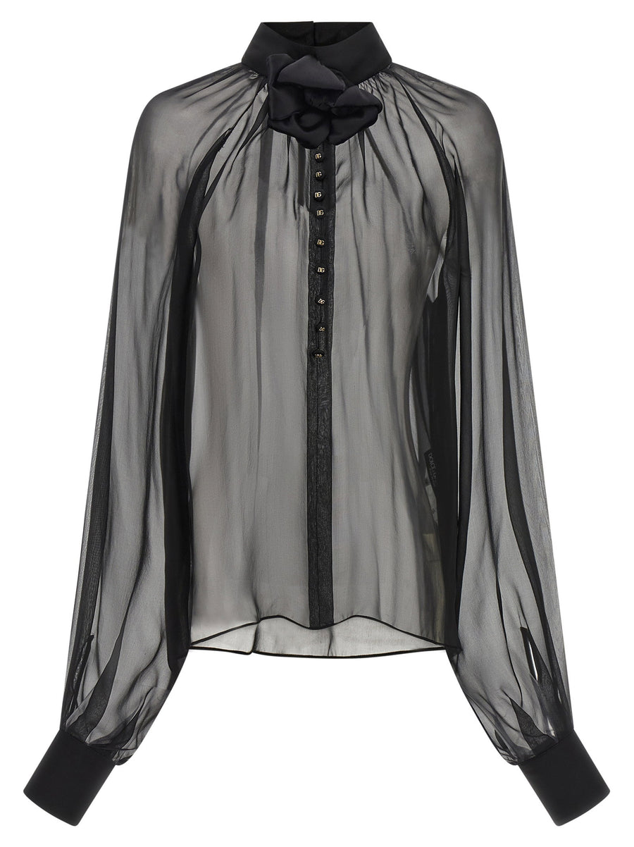 Dolce & Gabbana Chiffon Blouse With Flower