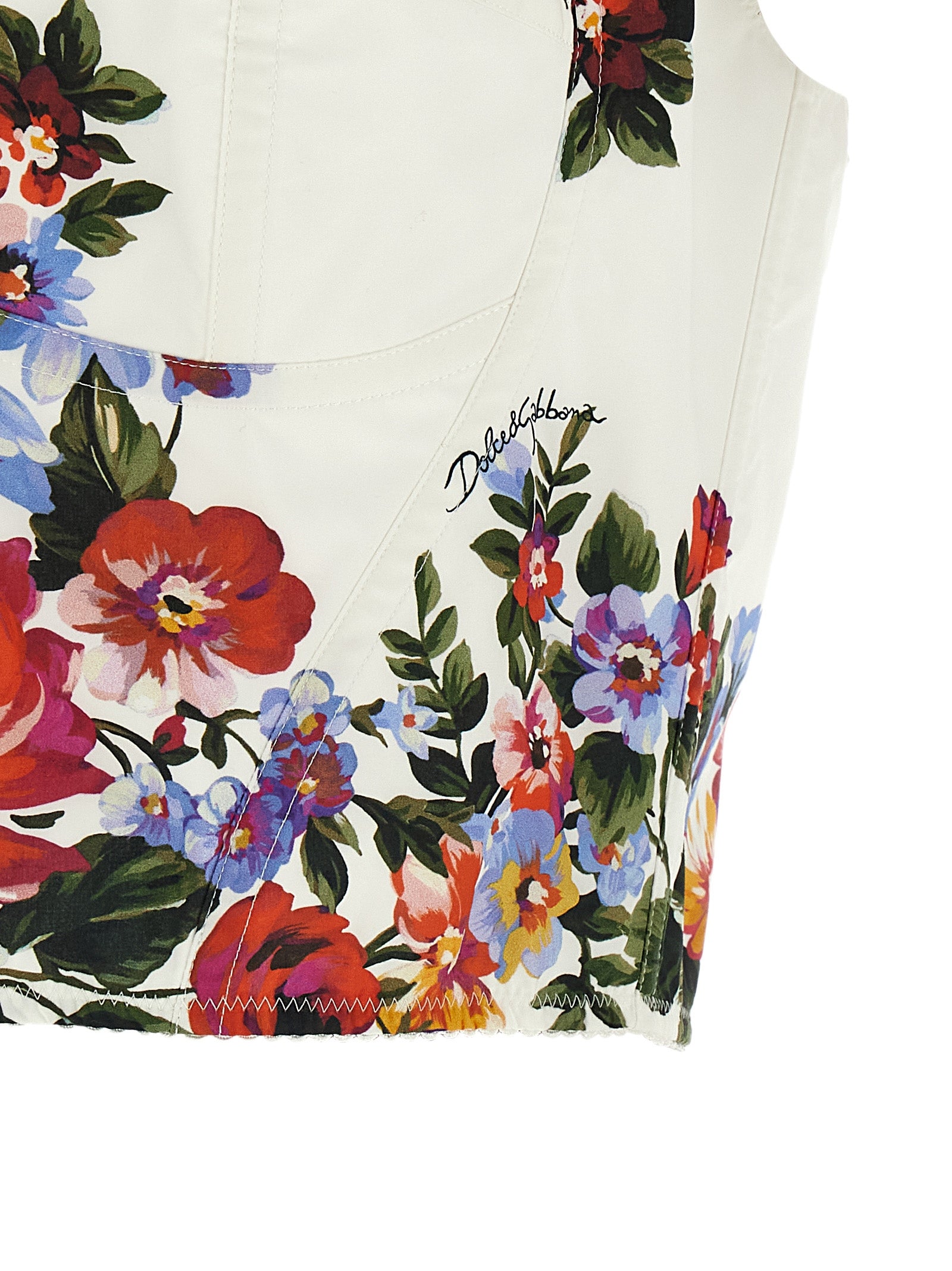 Mazzo Di Fiori Print Top Multicolor Cotton Polyamide Elastane Tops