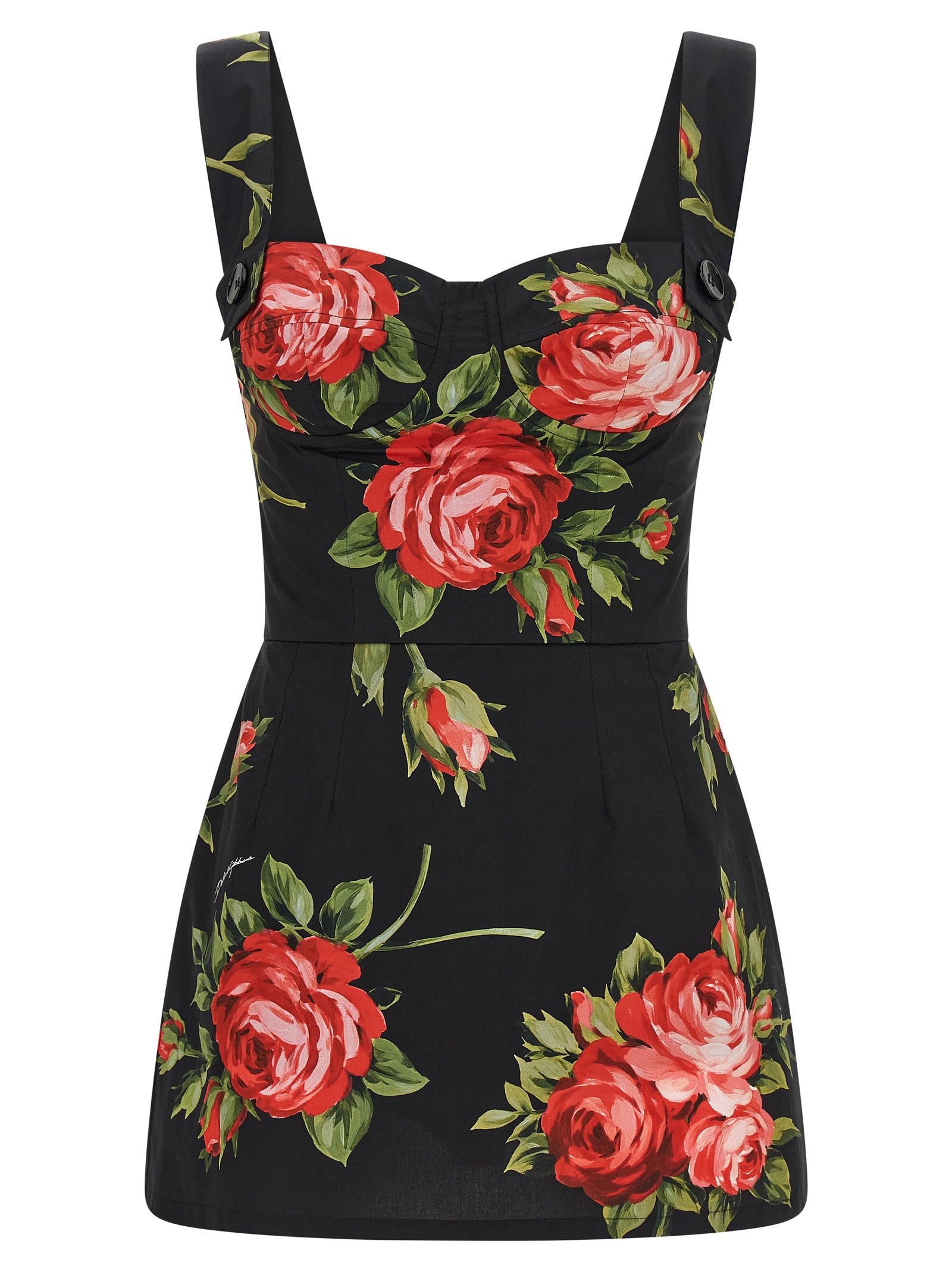 Bouquet Rose top Black Cotton Tops