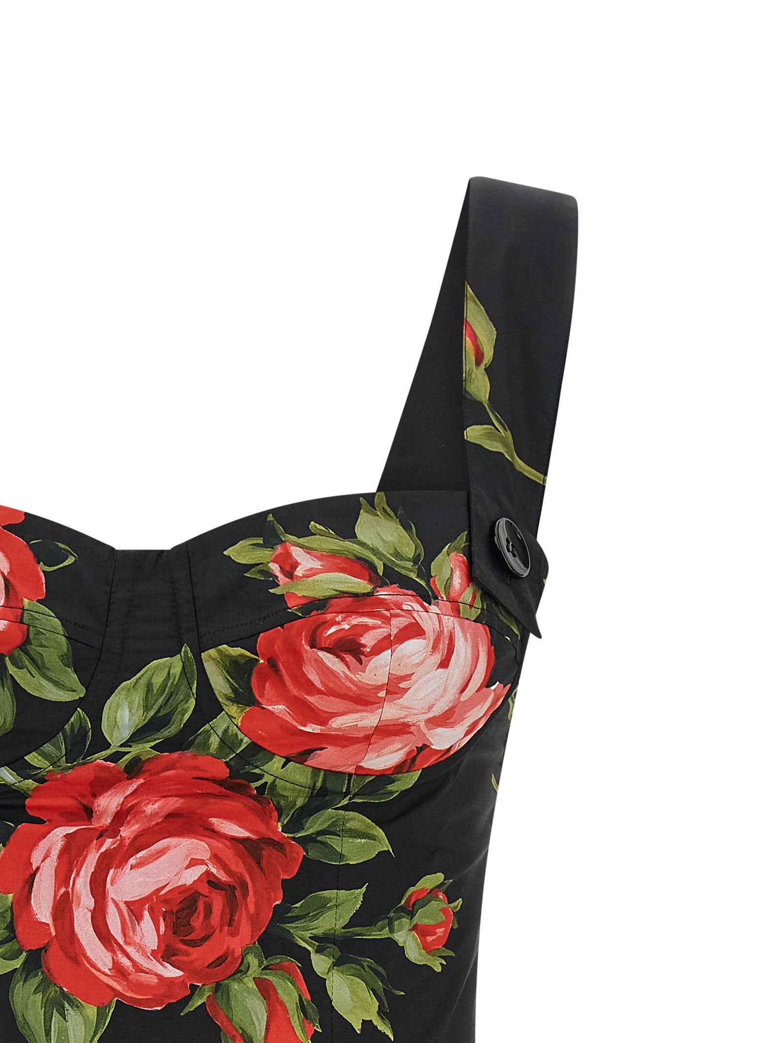 Bouquet Rose top Black Cotton Tops