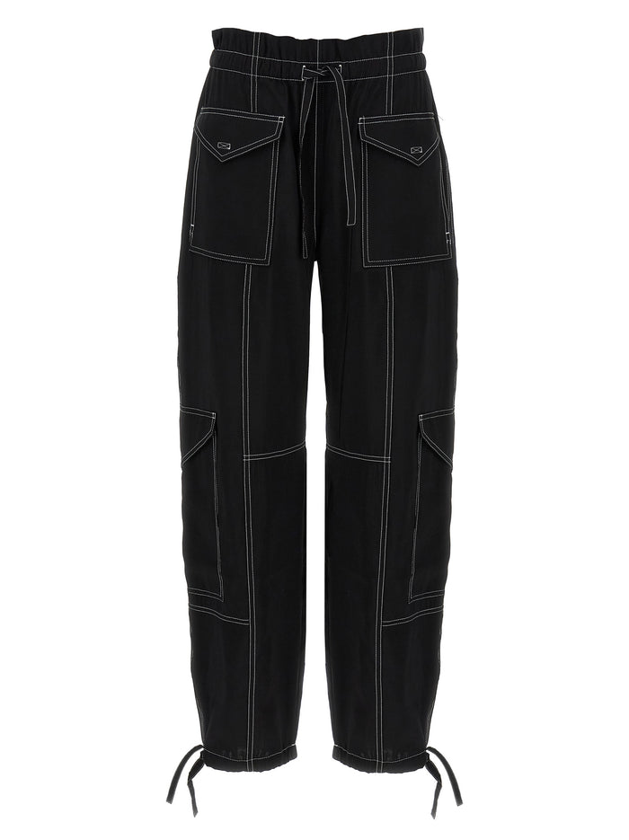 Light Slub Pocket pants Black Viscose