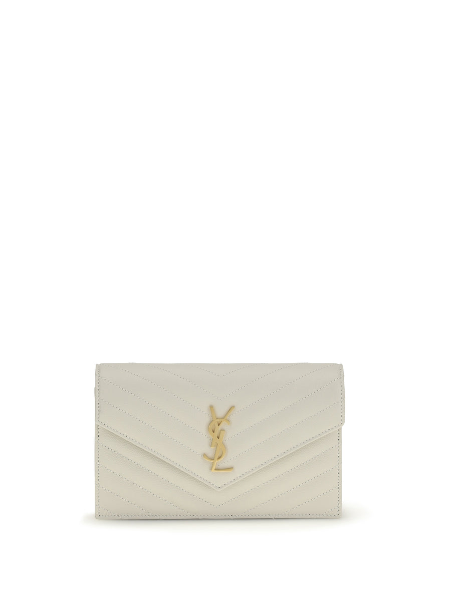 Saint Laurent 100% calf leather Bos Taurus shoulder bag in beige