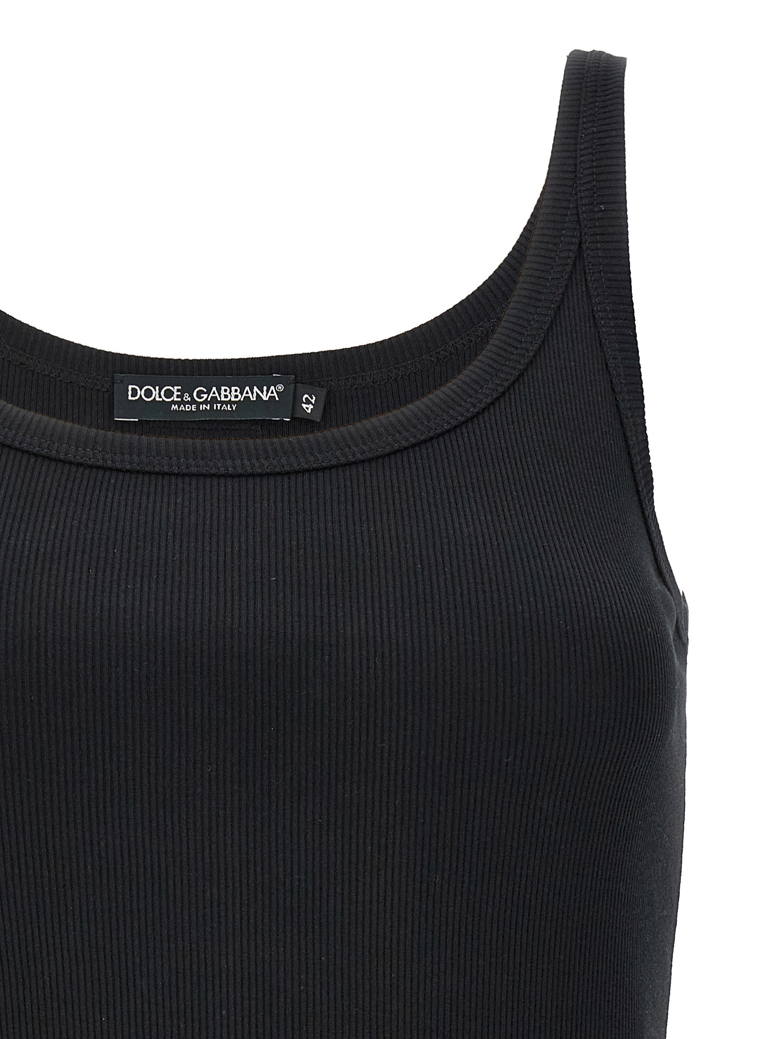 Ribbed tank top Black Cotton Tops