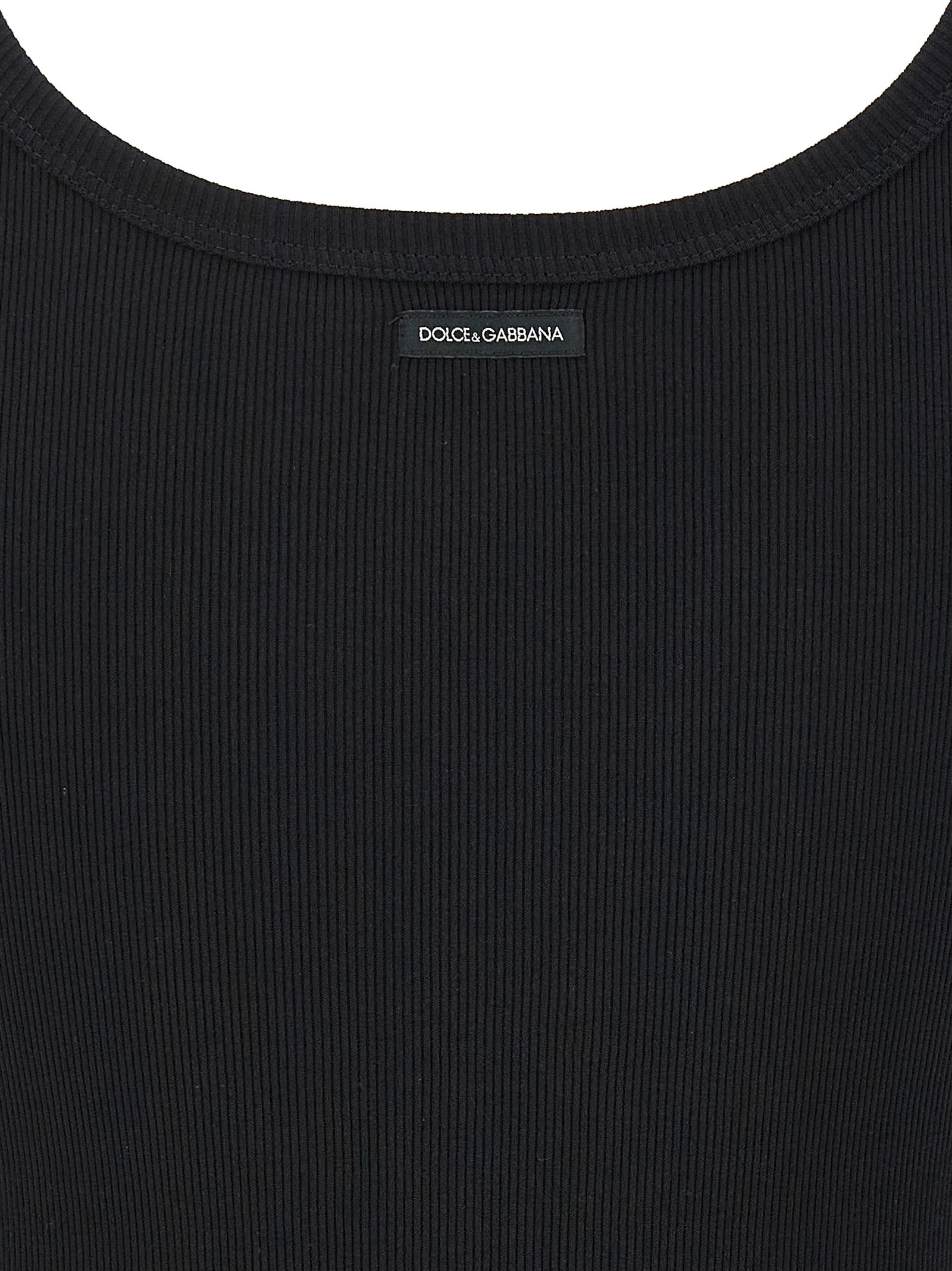 Ribbed tank top Black Cotton Tops