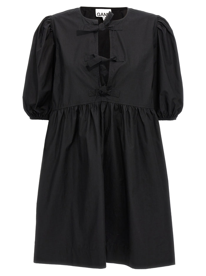 Knot poplin dress Black Cotton