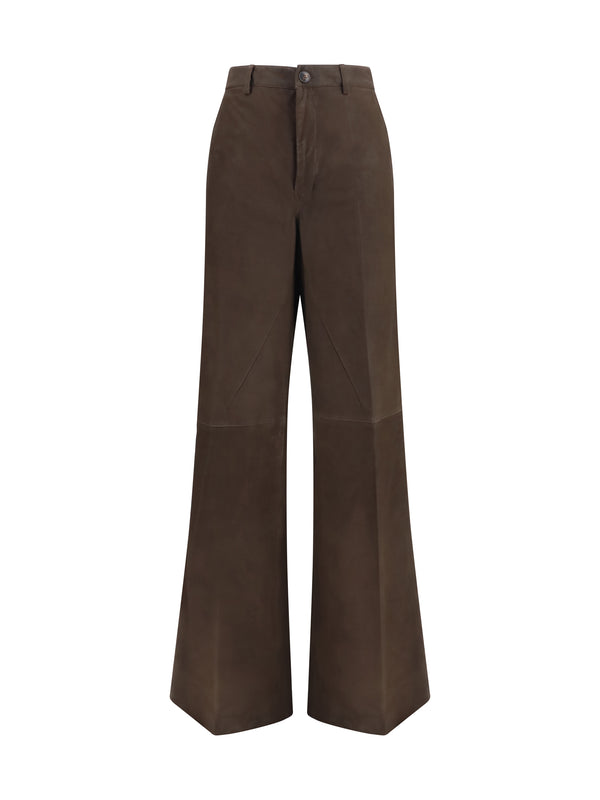 Rick Owens 100% Calf Leather Bos Taurus trousers in brown