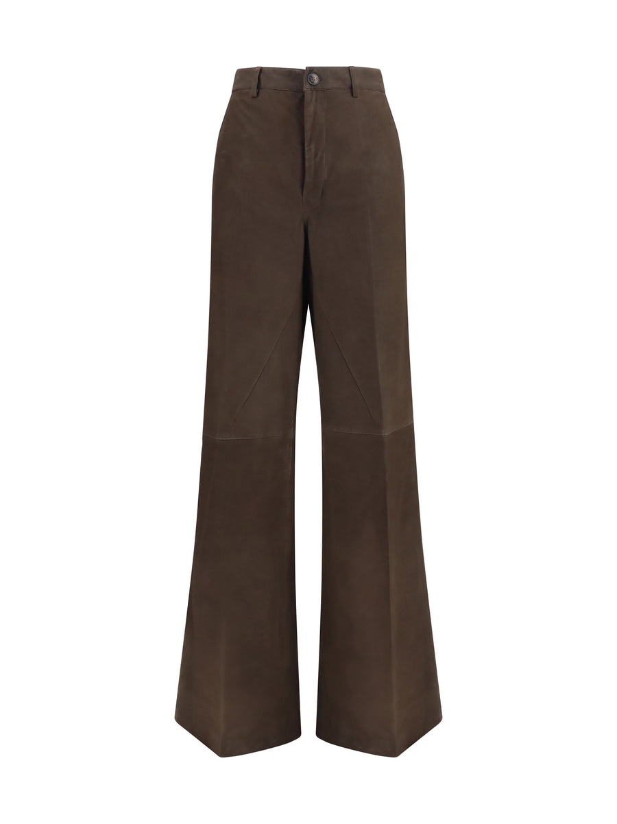 Rick Owens 100% Calf Leather Bos Taurus trousers in brown