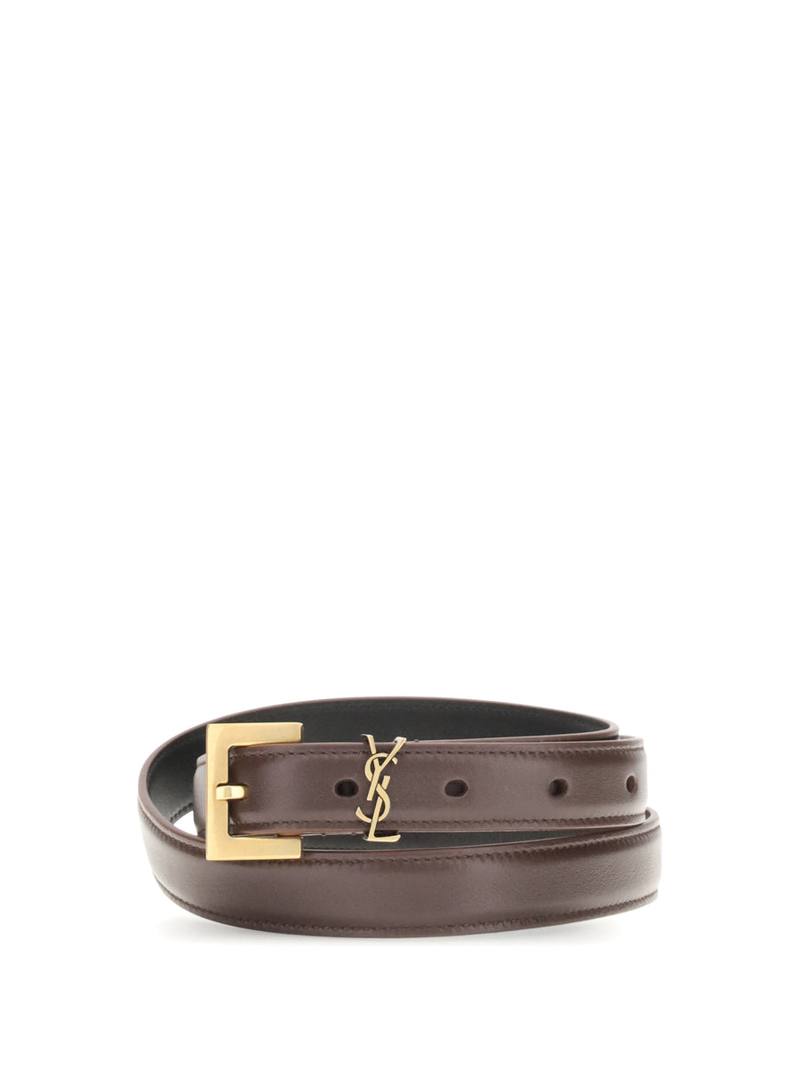 Cassandre Slim Belt Red Tan Calf Leather Bos Taurus E Braces