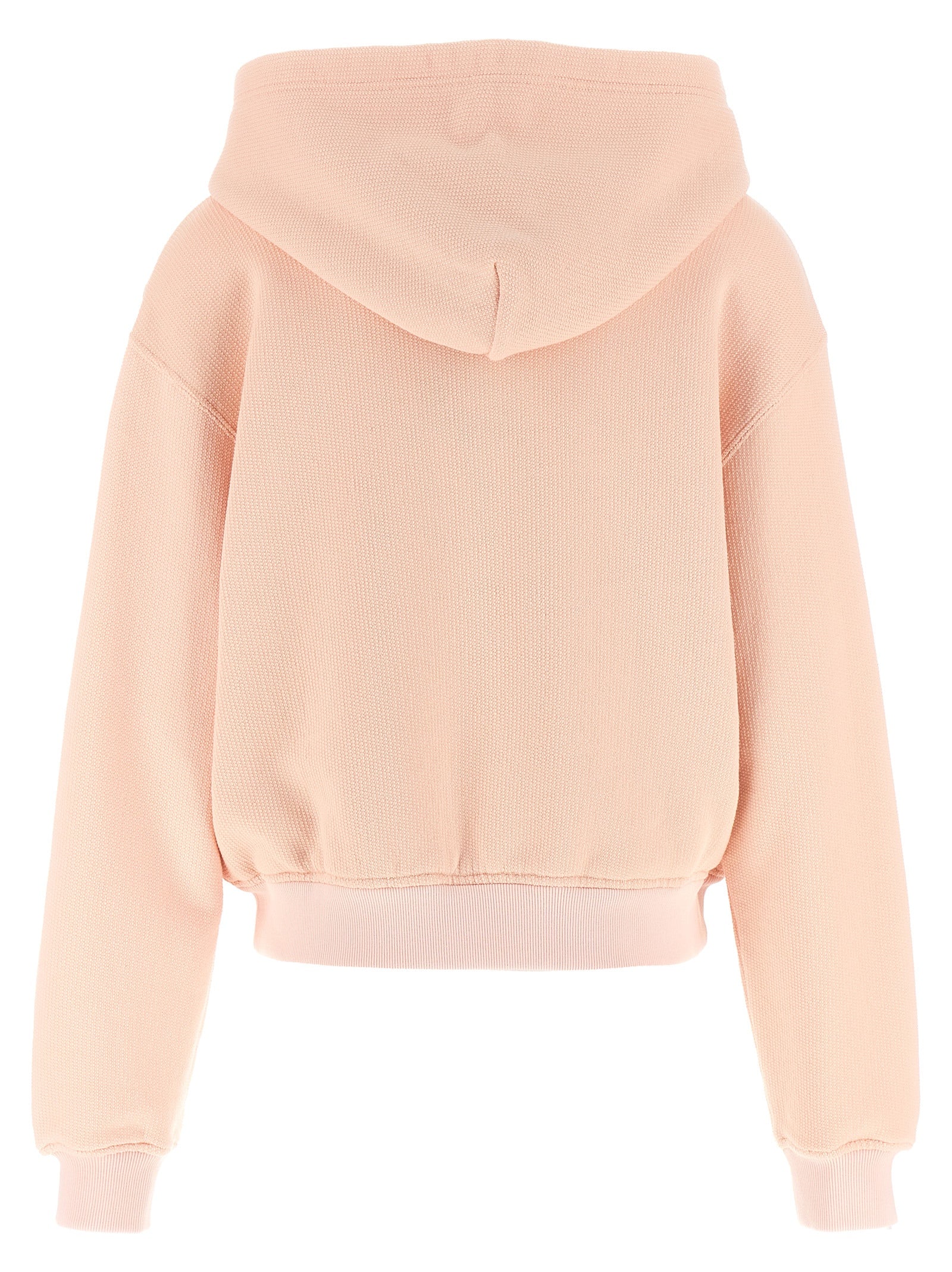 Logo Embroidery Hoodie Pink Cotton Sweatshirt