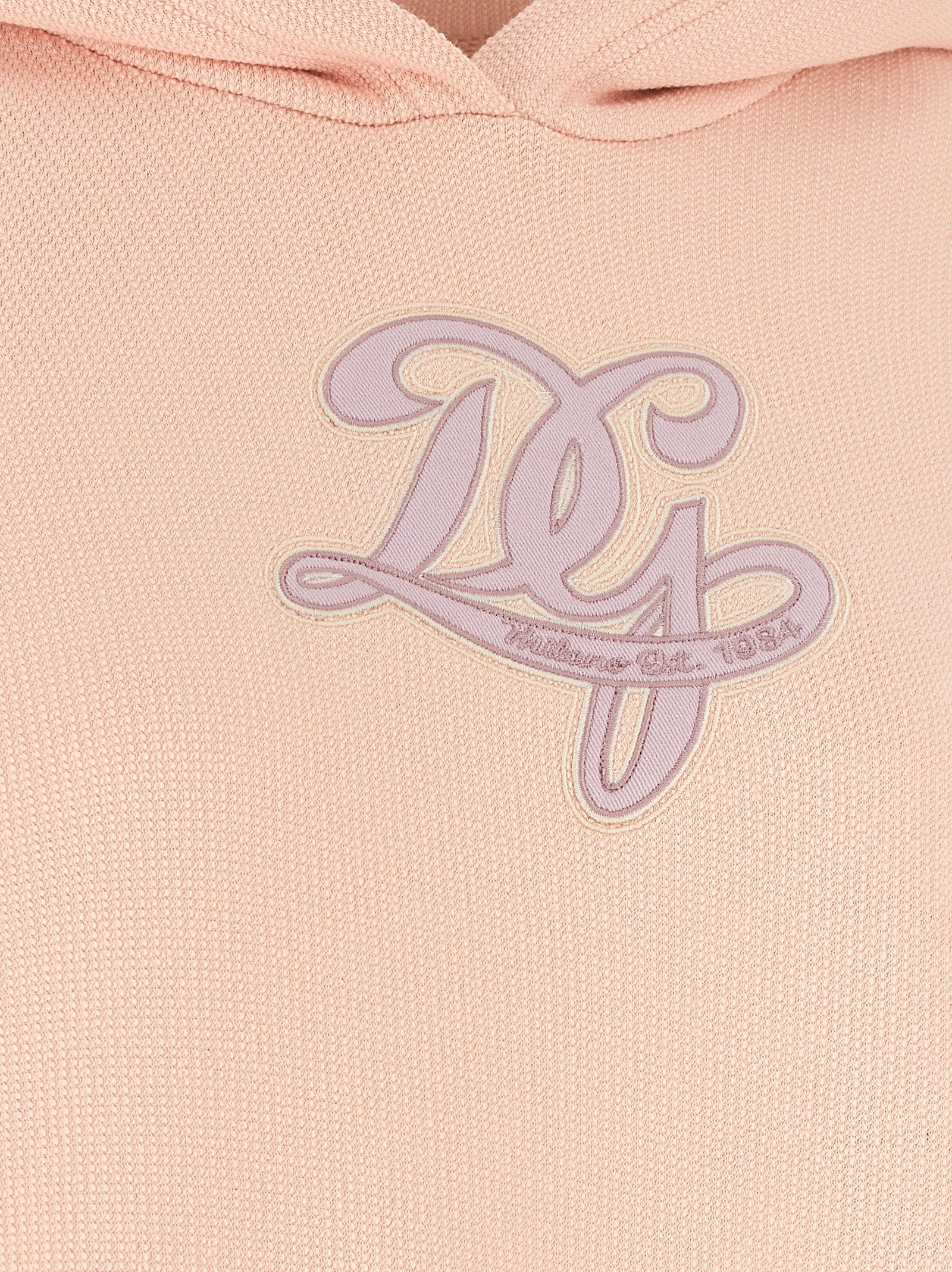 Logo Embroidery Hoodie Pink Cotton Sweatshirt