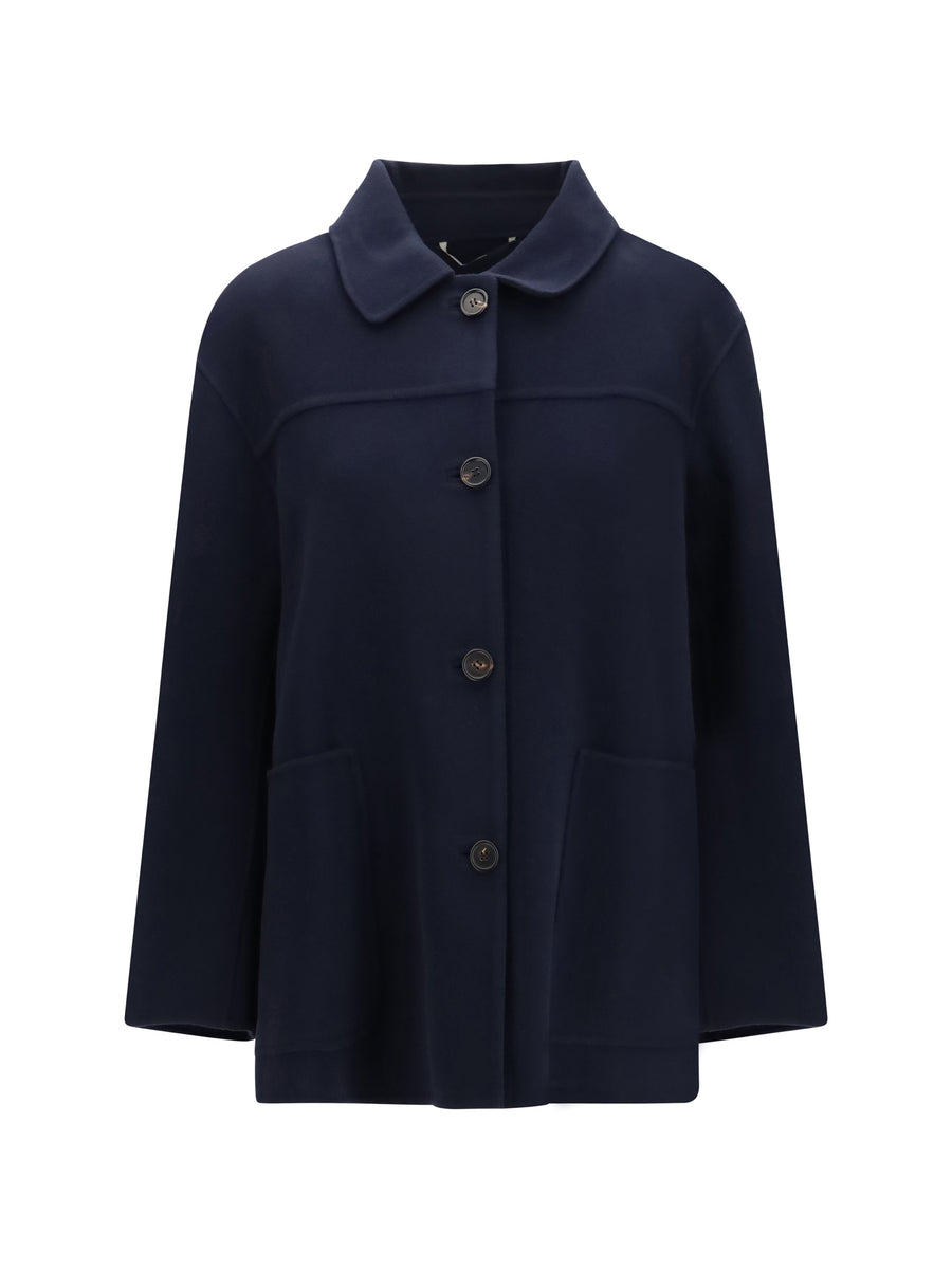 Giugno Short Virgin Wool Coat Blue S Fleece Ovis Aries Jacket