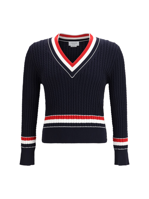 Thom Browne 100% Cotton sweater in navy