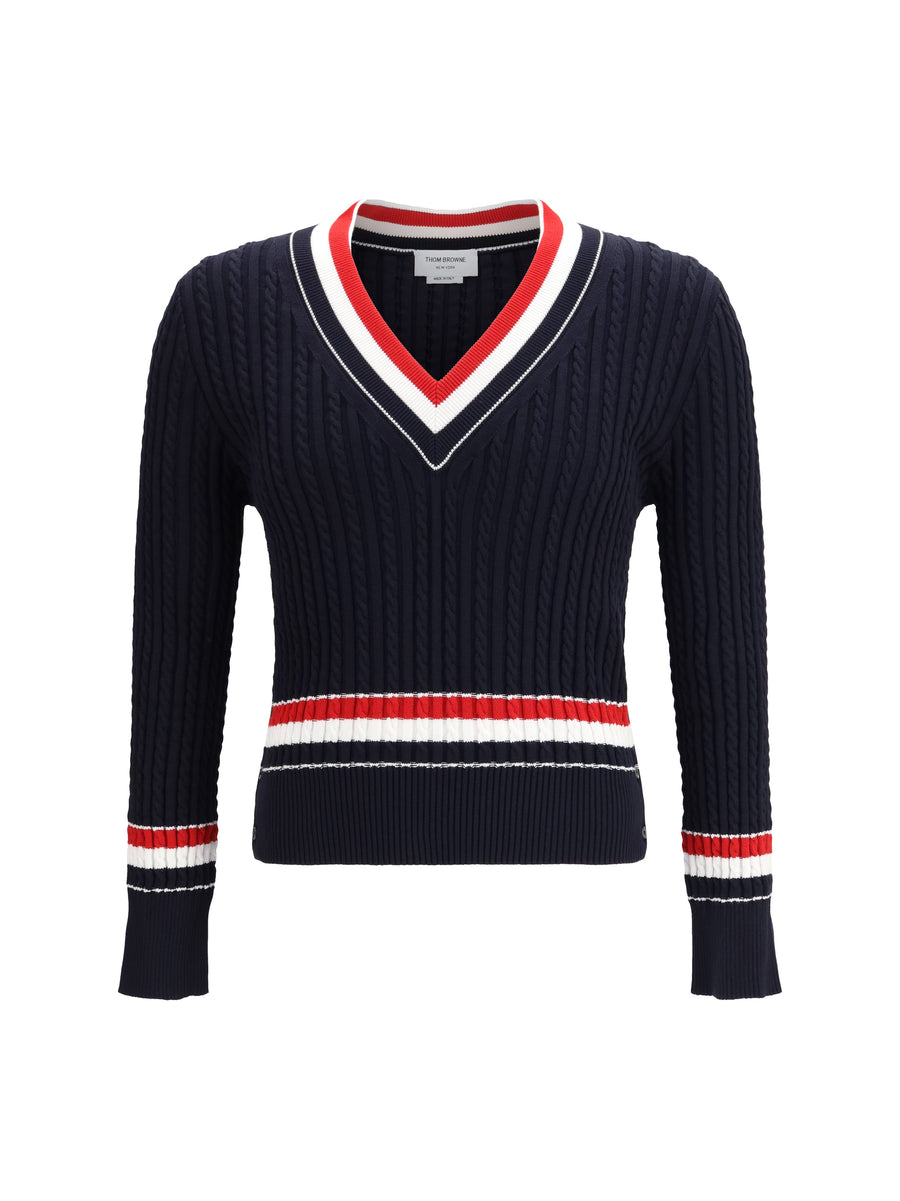 Thom Browne 100% Cotton sweater in navy