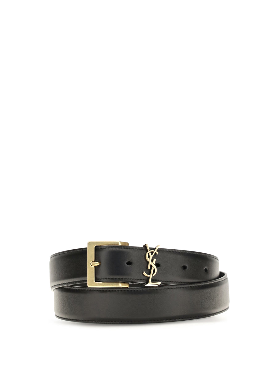 Saint Laurent 100% calf leather belt in black
