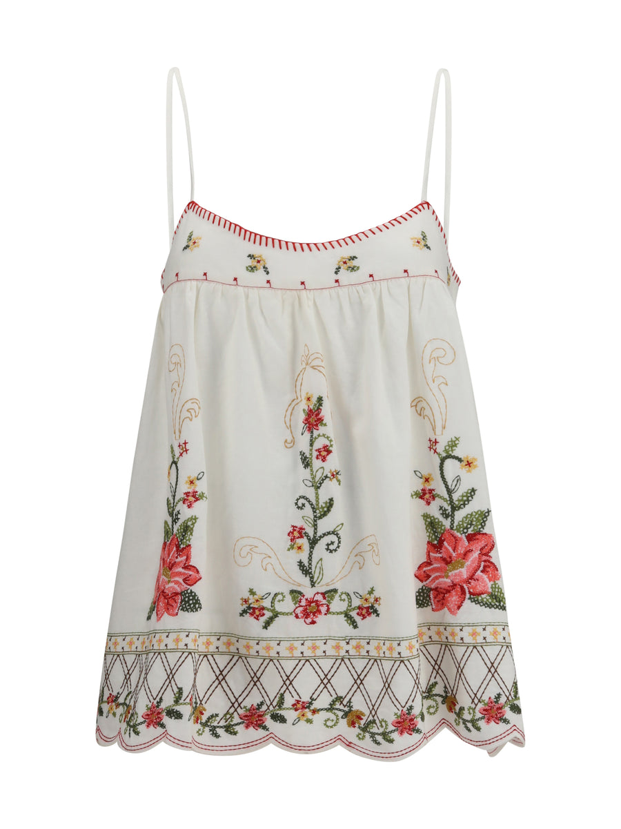 Farm Rio 55% Linen; 45% Viscose blouse in white