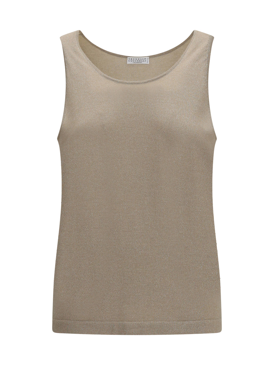 Brunello Cucinelli 51% Cashmere; 22% Silk; 20% Polyamide; 7% Polyester tank top in brown