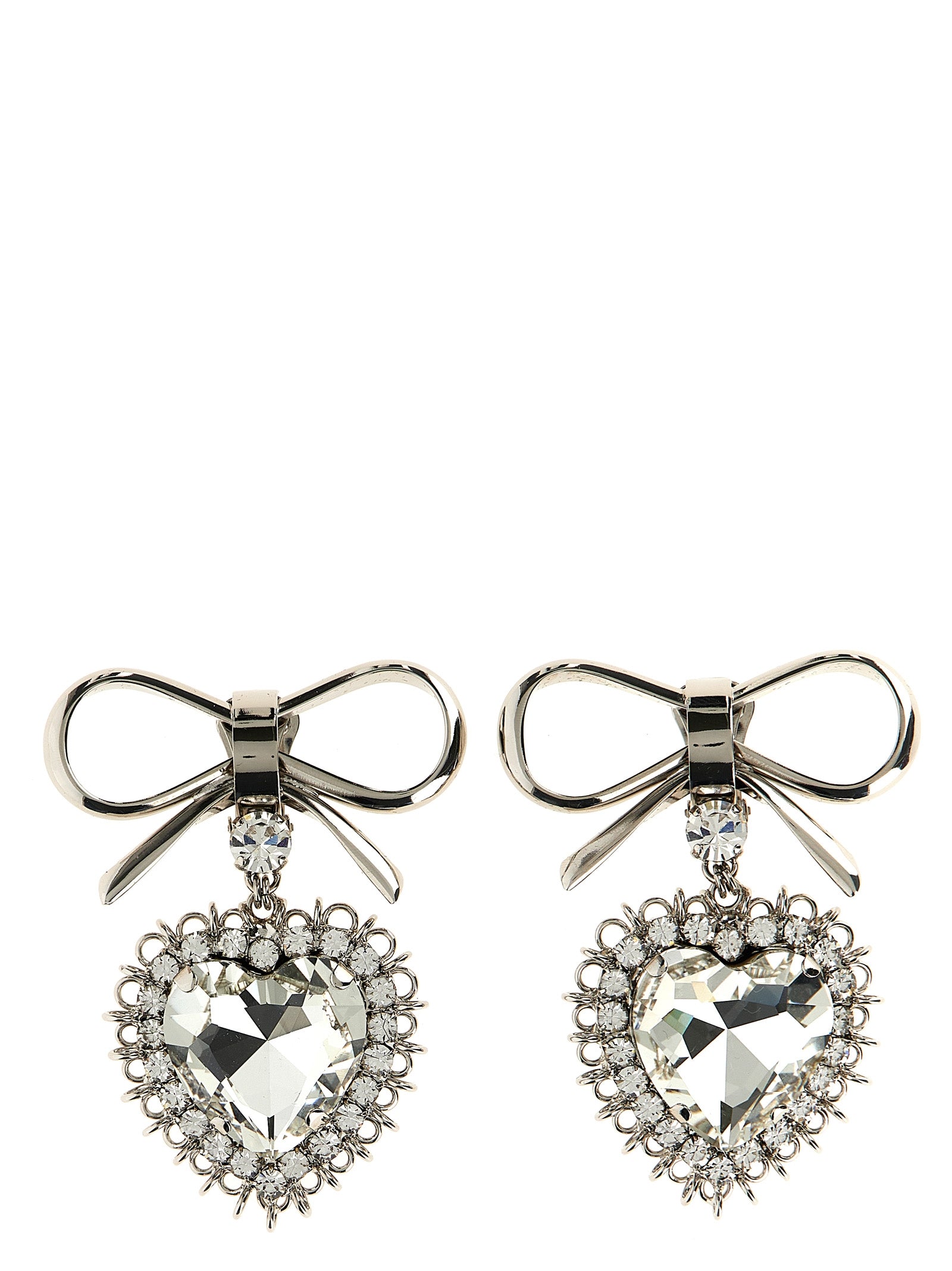 Metal bow earrings Silver Glass Jewelry