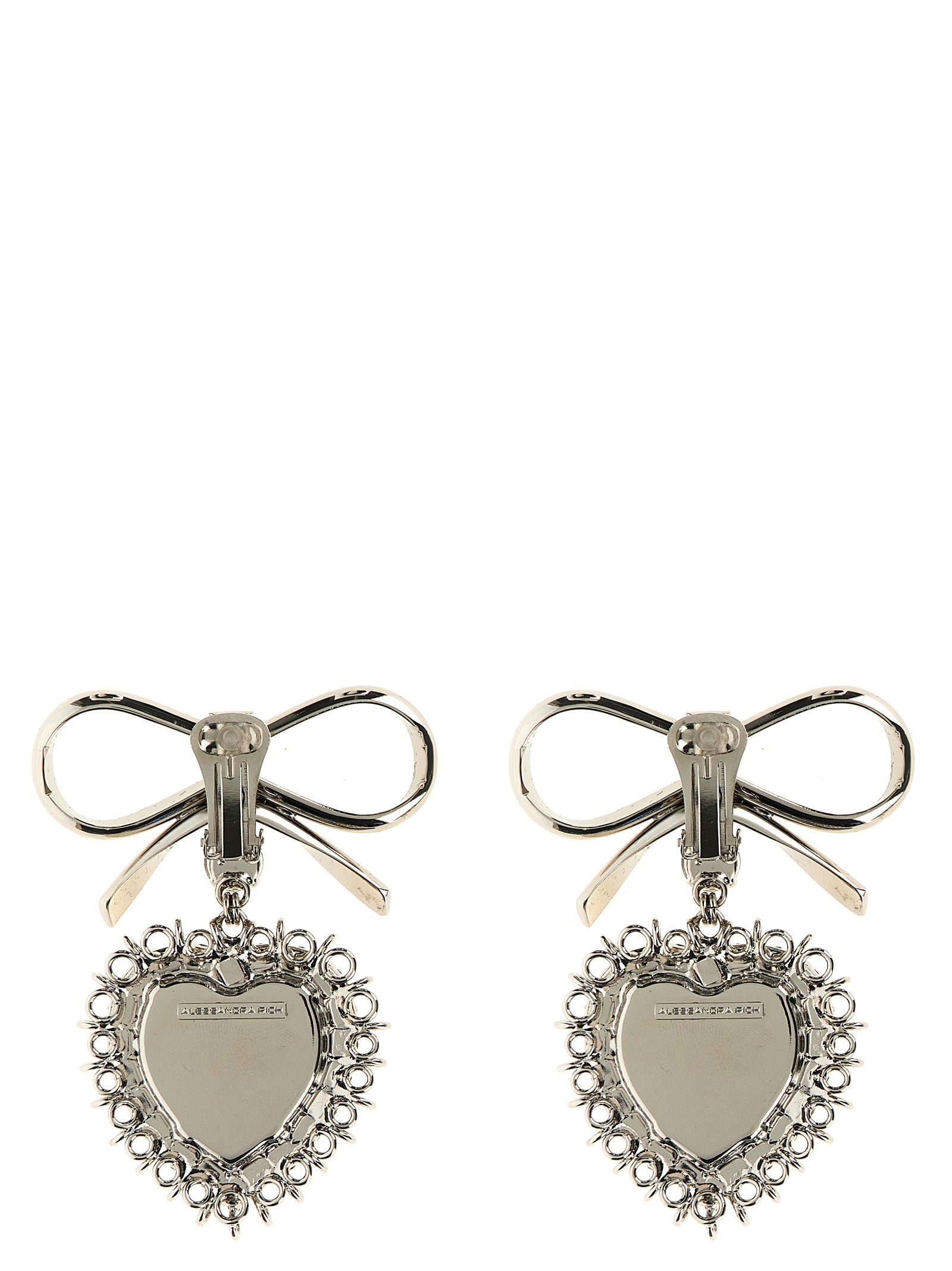 Metal bow earrings Silver Glass Jewelry