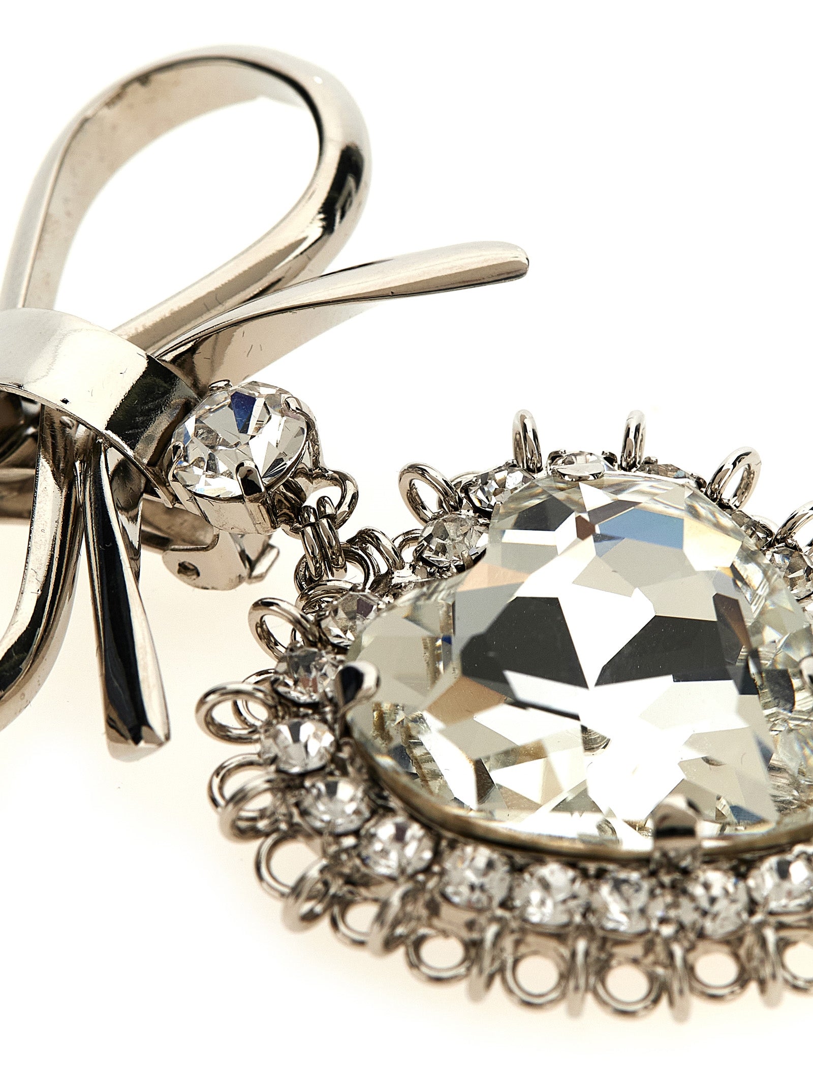 Metal bow earrings Silver Glass Jewelry