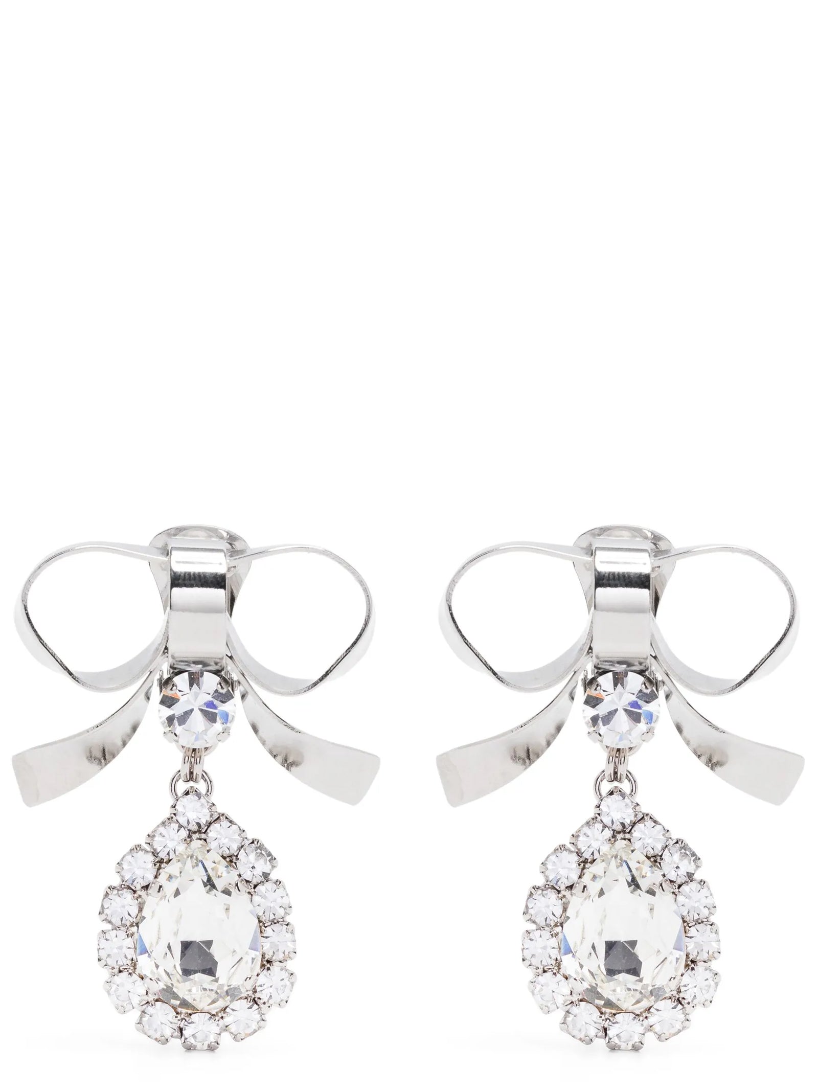 Metal bow earrings Silver Glass Jewelry
