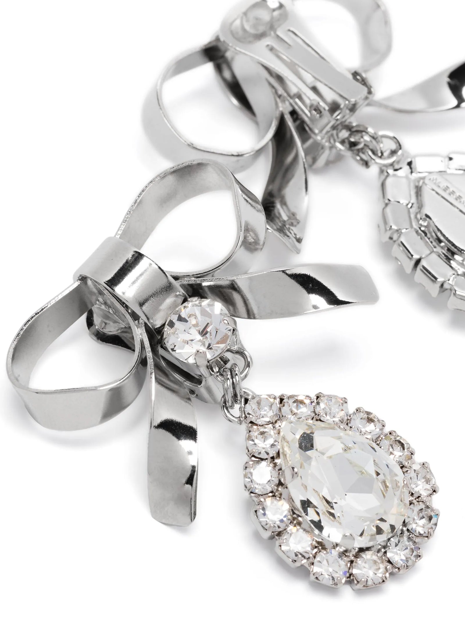 Metal bow earrings Silver Glass Jewelry
