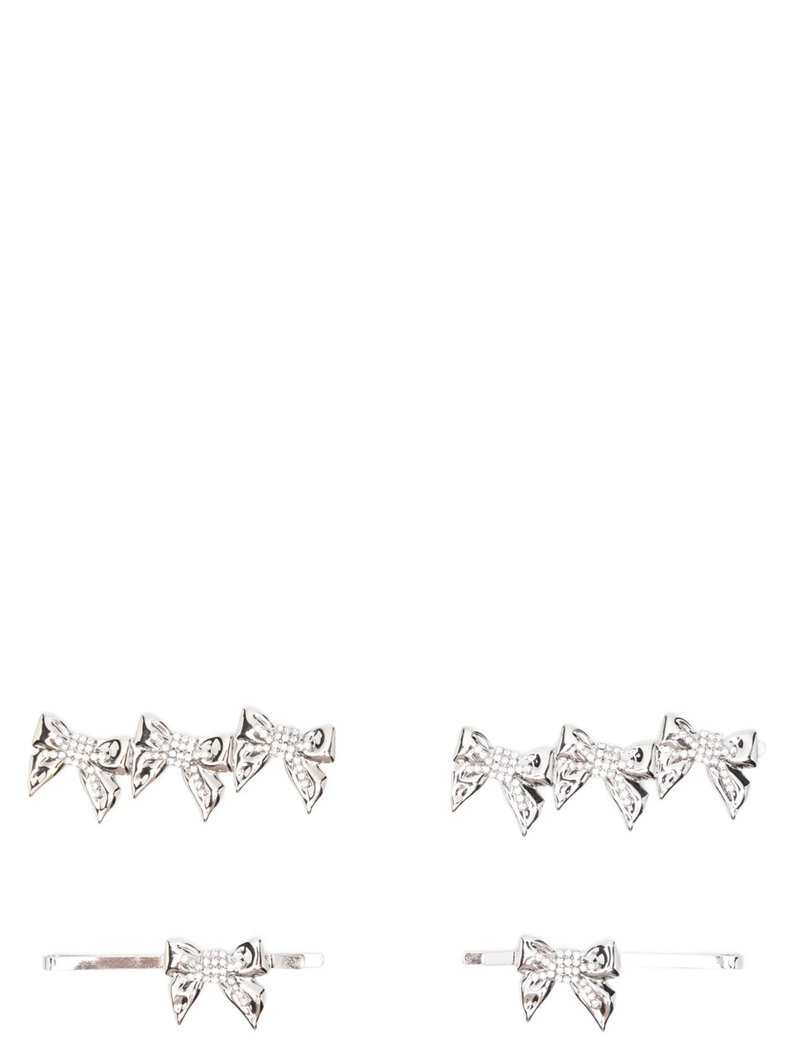 Set of four bow pins Silver Brass Hair Accessories