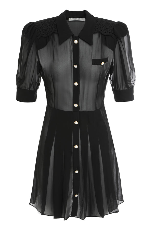 Black Mini Chemise Dress Silk