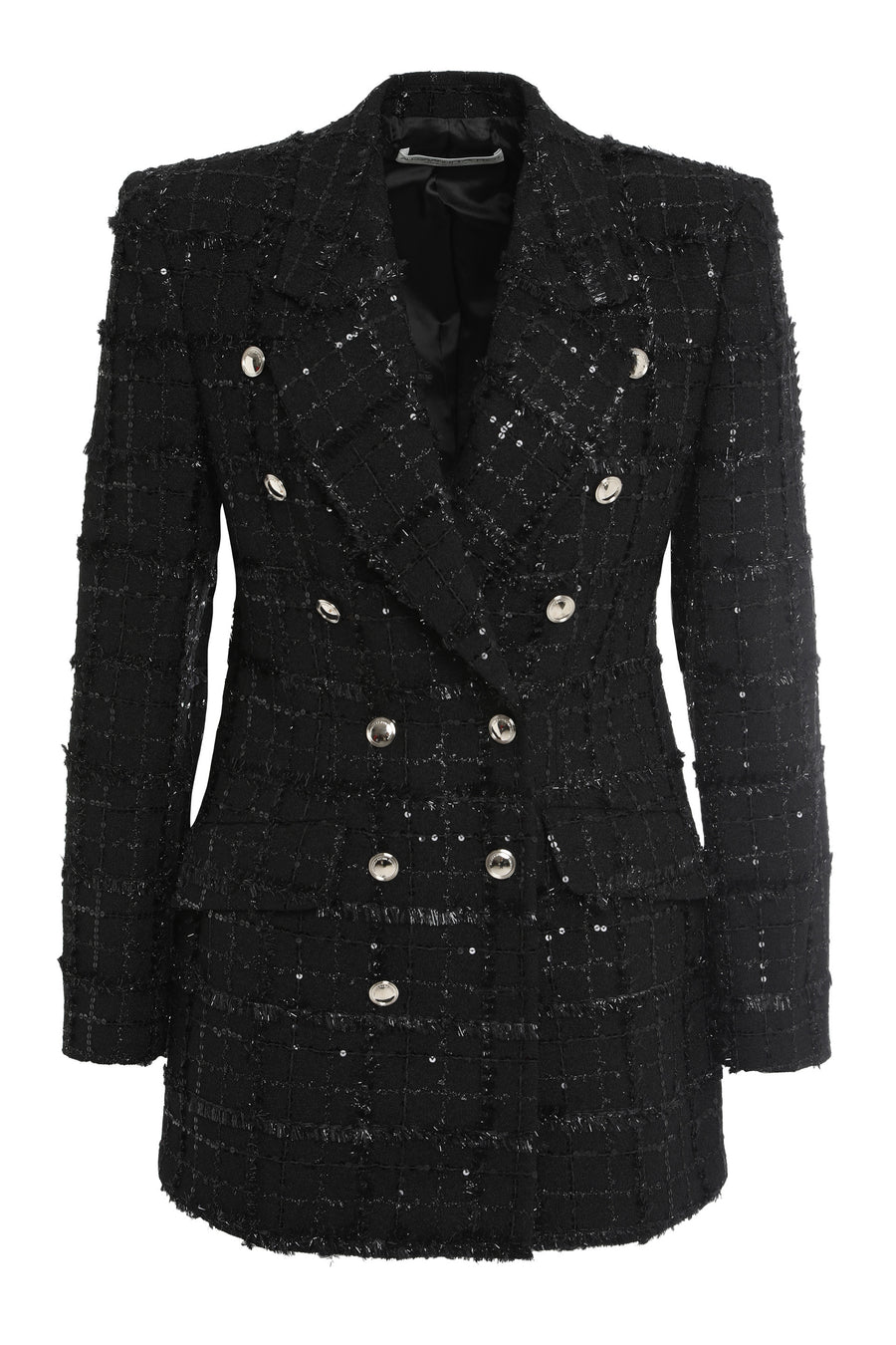 Double-Breasted Black Jacket Polyamide Blazers