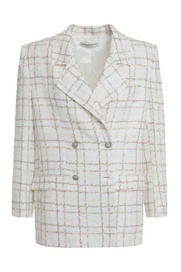 Double-Breasted Elegant Jacket White Polyamide Blazers