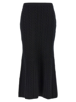 Alessandra Rich Cable-Knit Wool Skirt — Black
