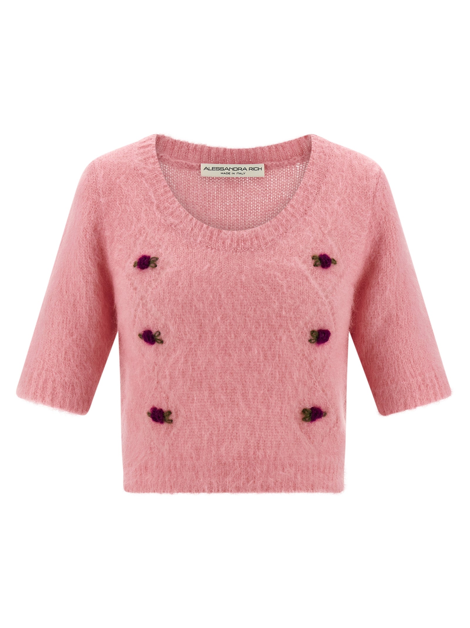 Carded Mohair sweater Pink Wool Polyamide Sweater, Cardigans
