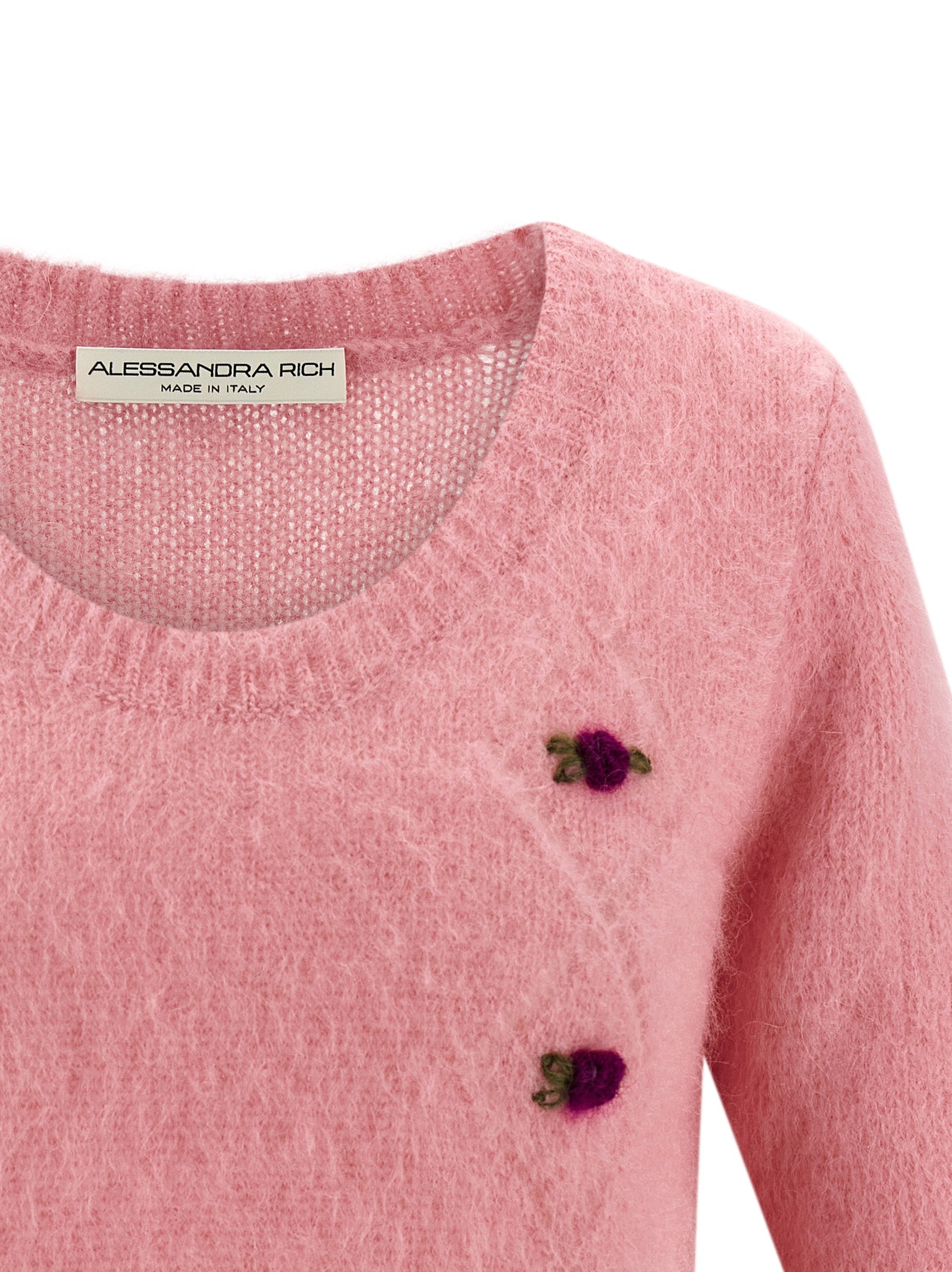 Carded Mohair sweater Pink Wool Polyamide Sweater, Cardigans