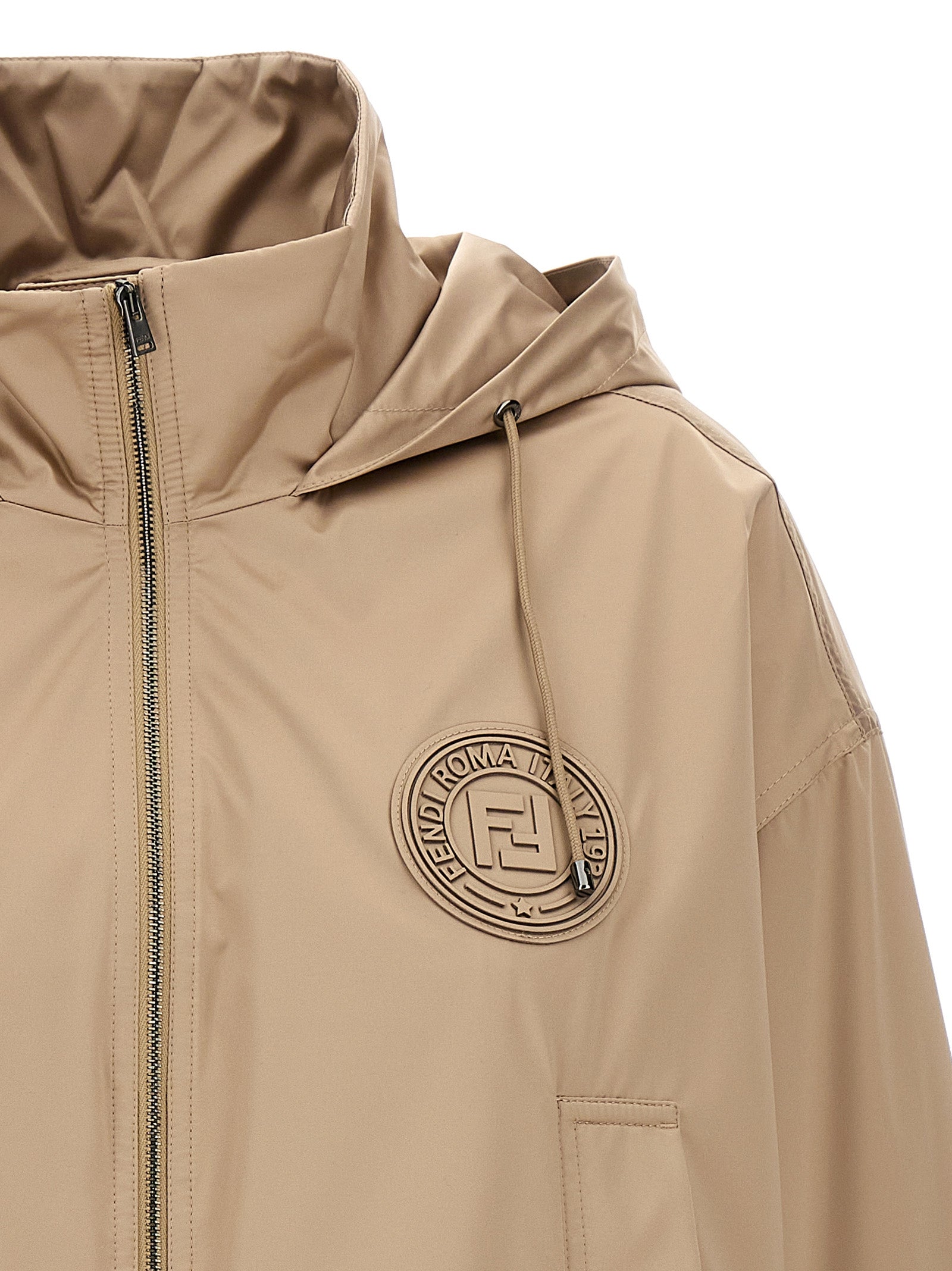 Fendi Stamp 1925 anorak Brown Polyester Down Jacket, Parka, Casual Jackets