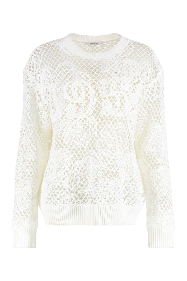 Crew-Neck Sweater Farea White Cotton
