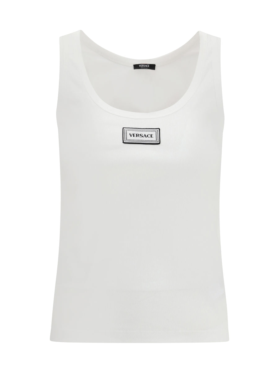 Versace 93% Cotton tank top in white