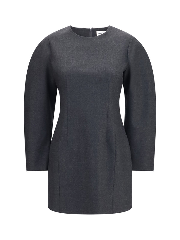 Gabardine And Wool Dress Antracite Fleece Ovis Aries; Lycra