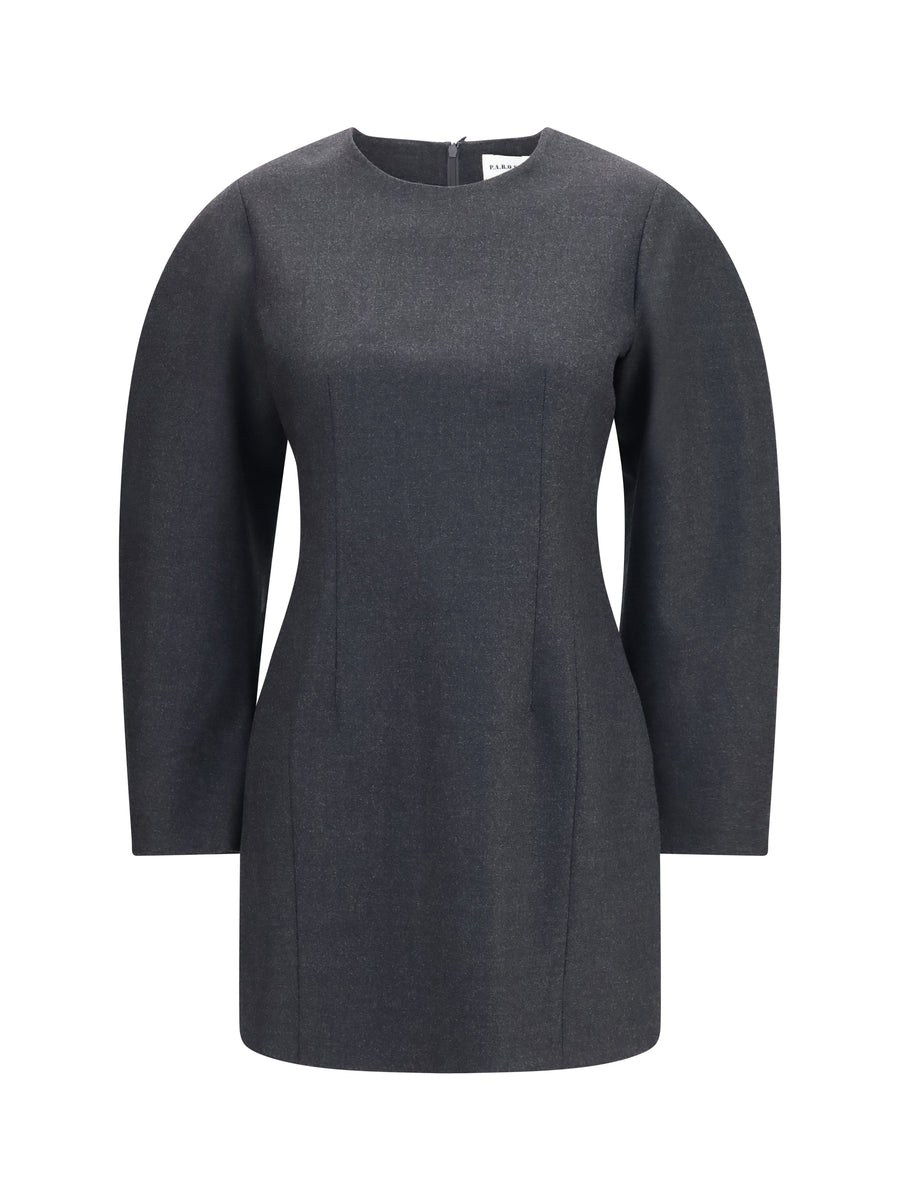 Gabardine And Wool Dress Antracite Fleece Ovis Aries; Lycra