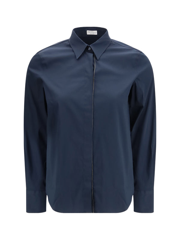 Brunello Cucinelli 72% Cotton; 23% Polyamide; 5% Elastane shirt in navy