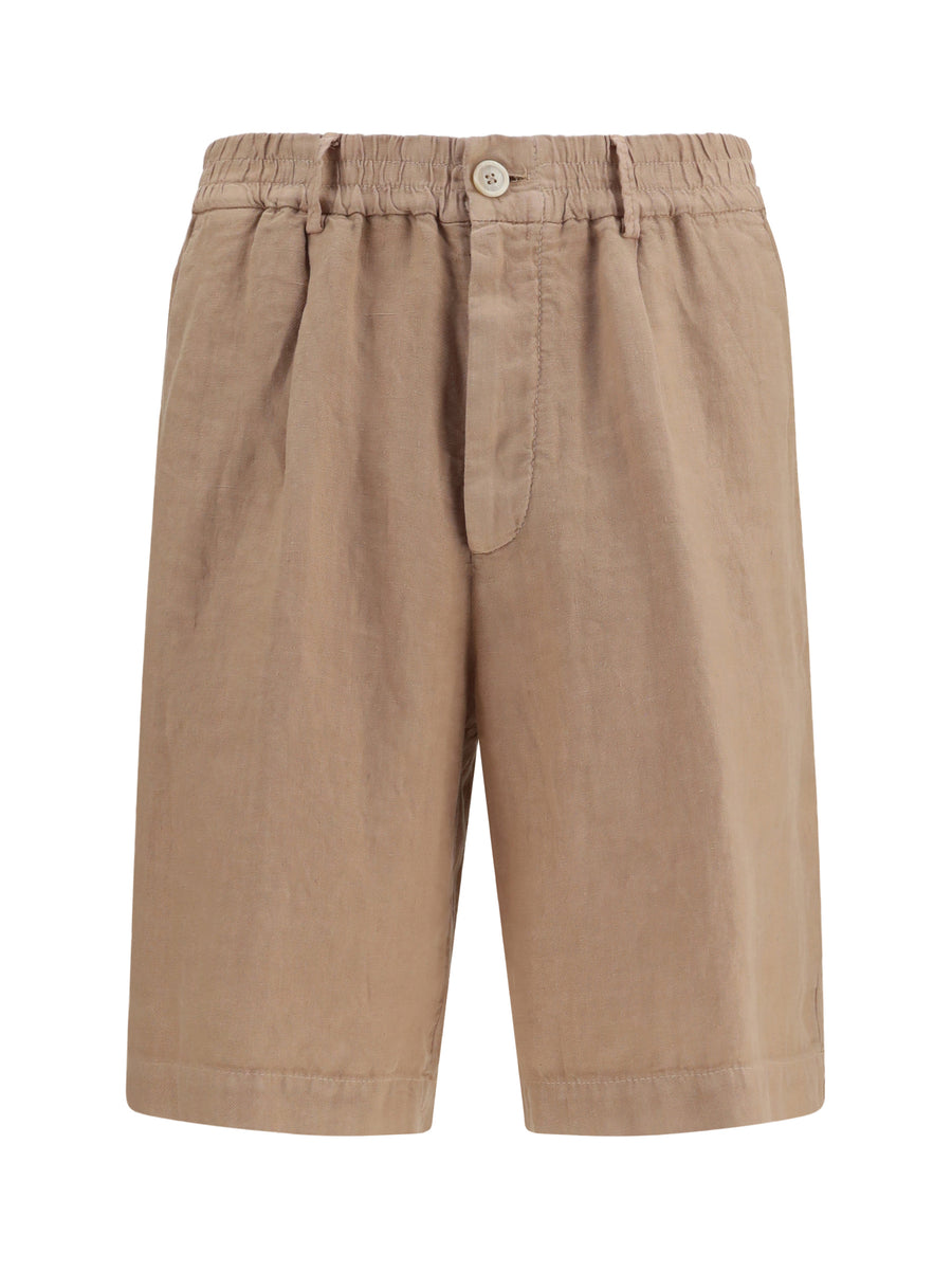 Brunello Cucinelli 100% Linen bermuda in camel