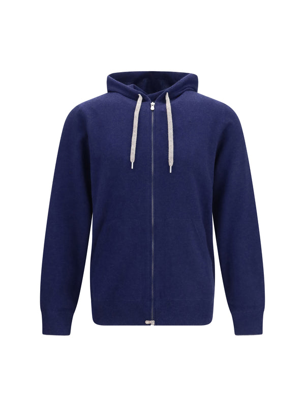 Brunello Cucinelli 100% Cashmere hoodie in navy