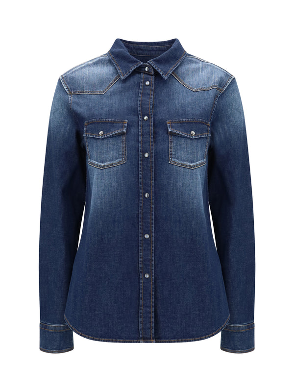 Lightweight Denim Western Long Sleeve Shirt 200f Cotton