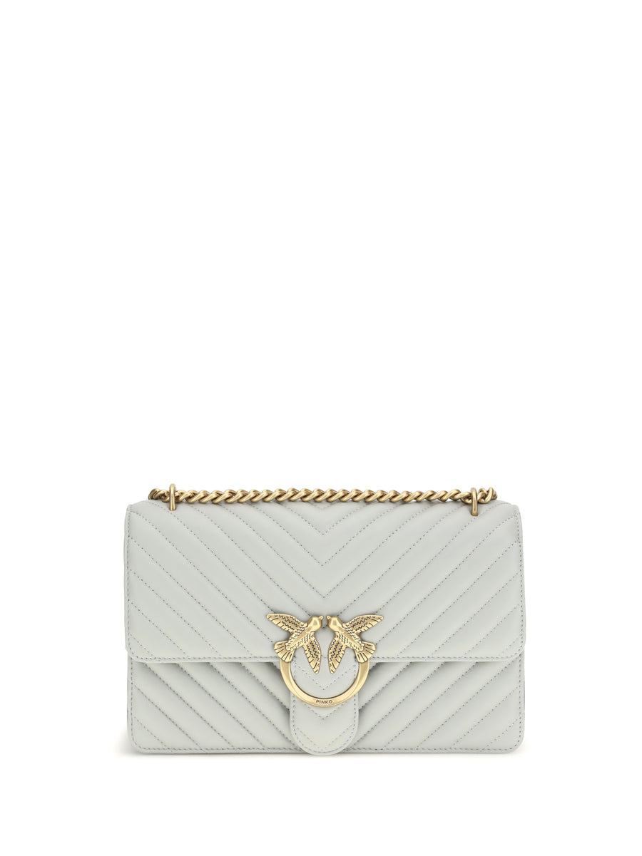 Love One Classic Shoulder Bag Grigio Perla-antique Gold Calf Leather Bos Taurus