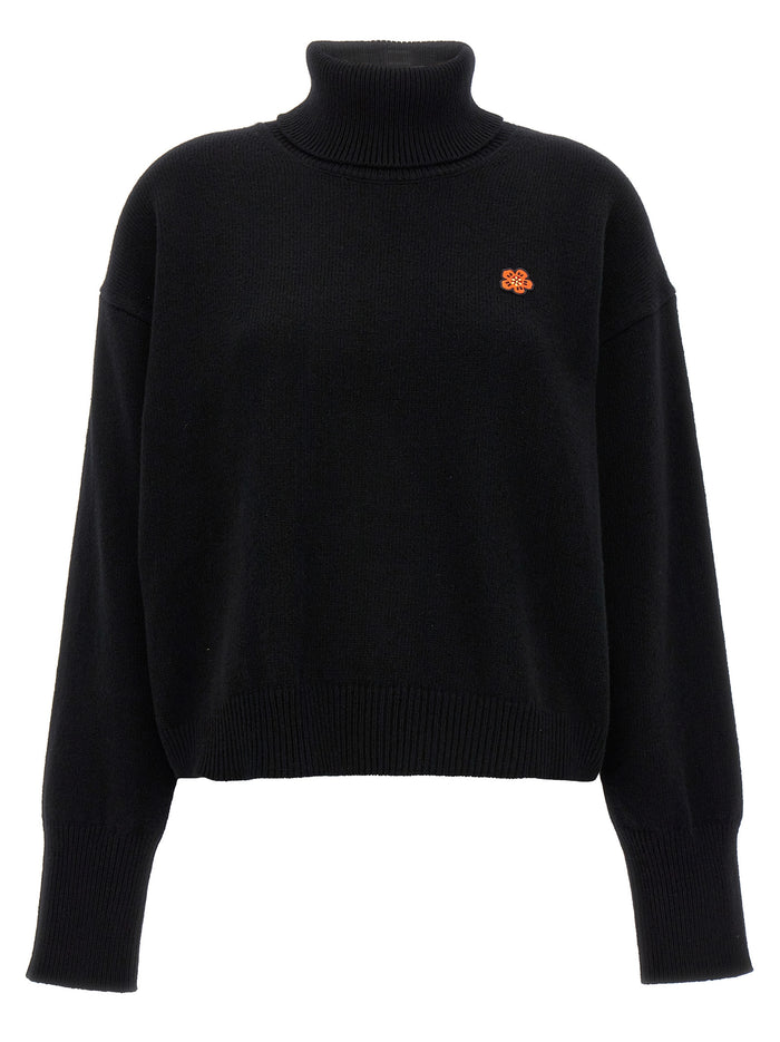 Crest Logo Sweater Black Wool Sweater, Cardigans